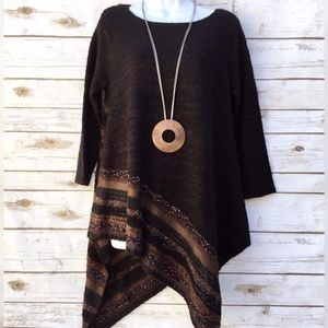 Asymmetrical Striped Knit Sweater Tunic by Curio